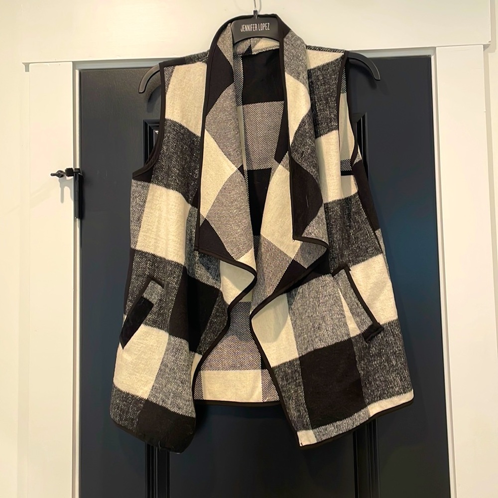 Black and white Buffalo plaid vest